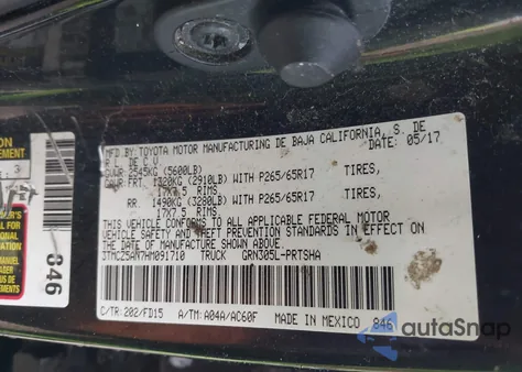 2017 Toyota Tacoma Trd Sport z USA, uszkodzony, nr VIN 3TMCZ5AN7HM091710